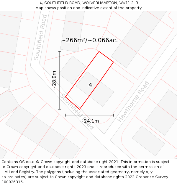 4, SOUTHFIELD ROAD, WOLVERHAMPTON, WV11 3LR: Plot and title map