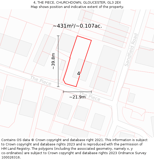 4, THE PIECE, CHURCHDOWN, GLOUCESTER, GL3 2EX: Plot and title map