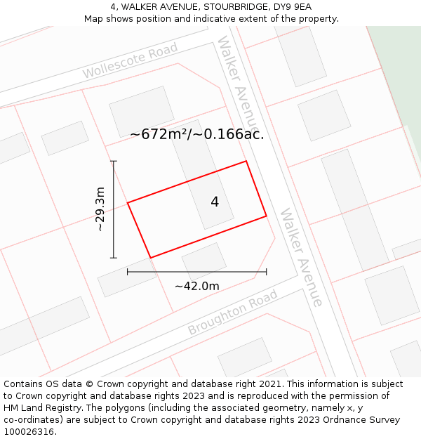 4, WALKER AVENUE, STOURBRIDGE, DY9 9EA: Plot and title map