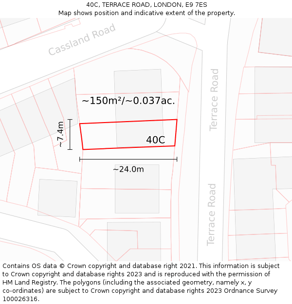 40C, TERRACE ROAD, LONDON, E9 7ES: Plot and title map