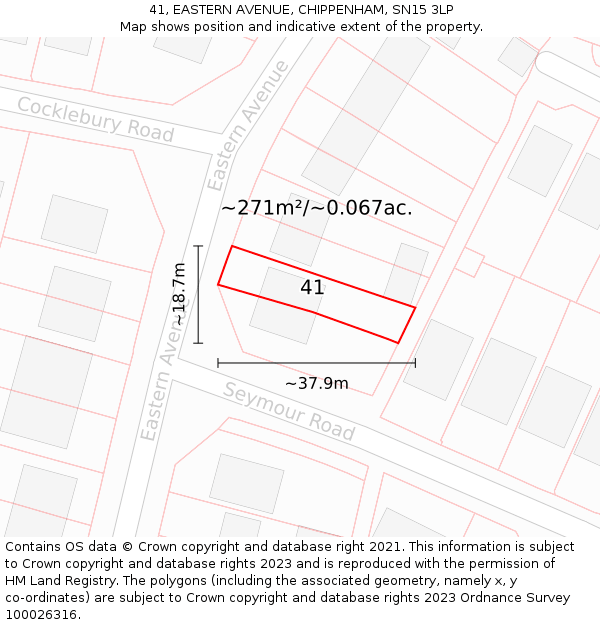 41, EASTERN AVENUE, CHIPPENHAM, SN15 3LP: Plot and title map