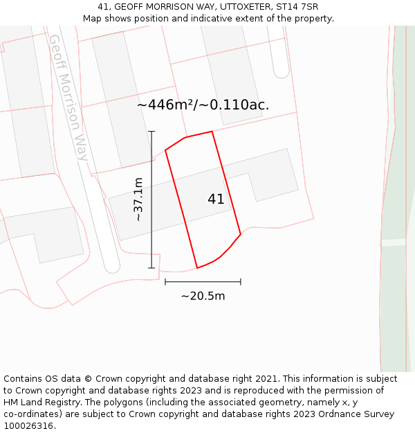 41, GEOFF MORRISON WAY, UTTOXETER, ST14 7SR: Plot and title map