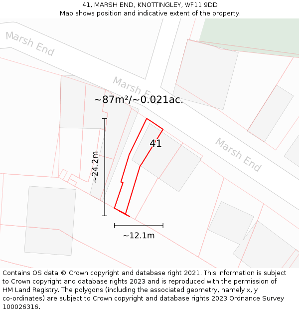 41, MARSH END, KNOTTINGLEY, WF11 9DD: Plot and title map