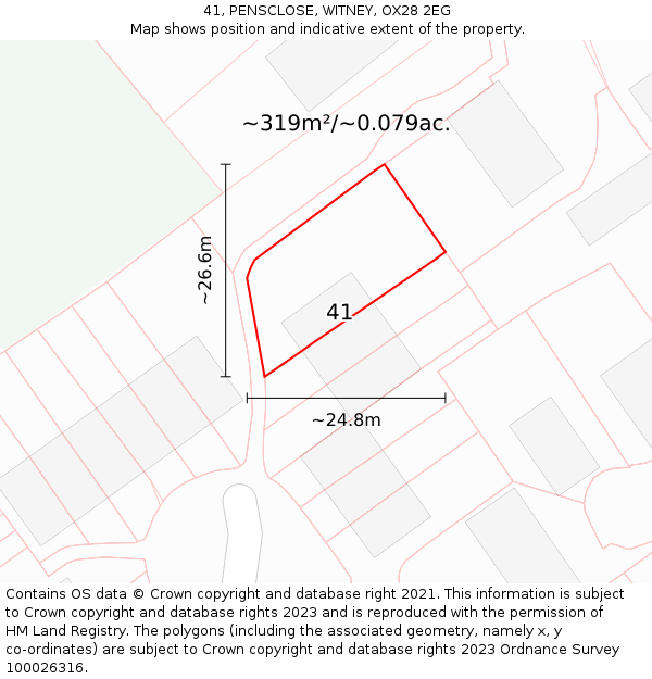 41, PENSCLOSE, WITNEY, OX28 2EG: Plot and title map