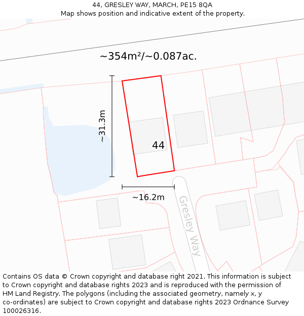 44, GRESLEY WAY, MARCH, PE15 8QA: Plot and title map