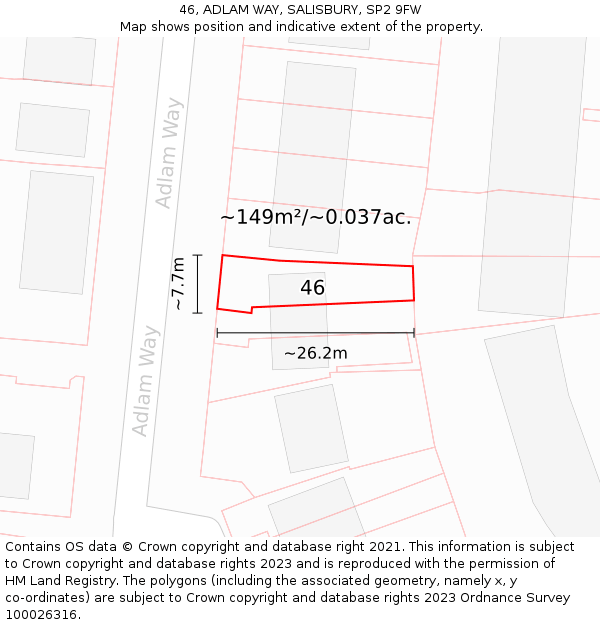 46, ADLAM WAY, SALISBURY, SP2 9FW: Plot and title map