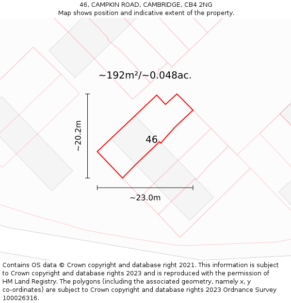 46, CAMPKIN ROAD, CAMBRIDGE, CB4 2NG: Plot and title map