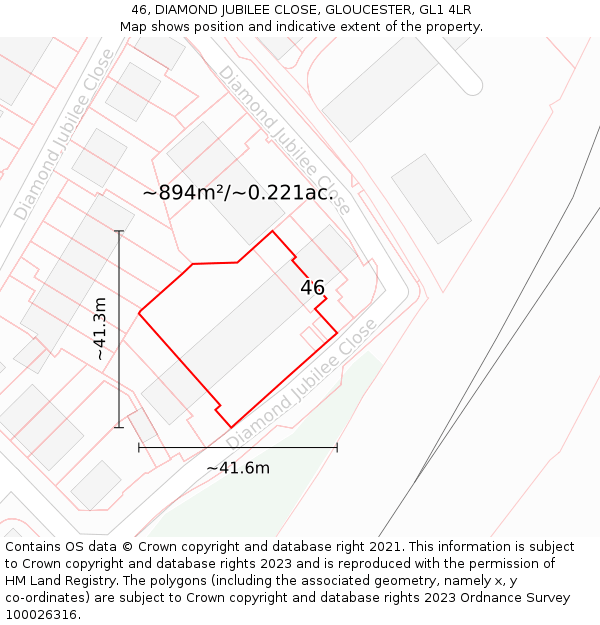 46, DIAMOND JUBILEE CLOSE, GLOUCESTER, GL1 4LR: Plot and title map