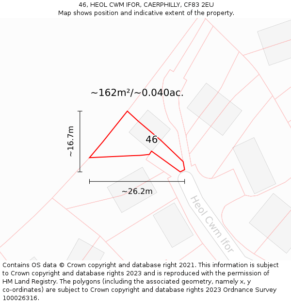 46, HEOL CWM IFOR, CAERPHILLY, CF83 2EU: Plot and title map