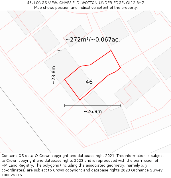 46, LONGS VIEW, CHARFIELD, WOTTON-UNDER-EDGE, GL12 8HZ: Plot and title map