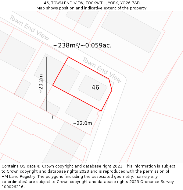 46, TOWN END VIEW, TOCKWITH, YORK, YO26 7AB: Plot and title map