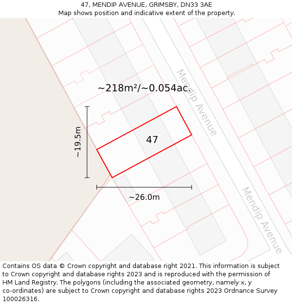 47, MENDIP AVENUE, GRIMSBY, DN33 3AE: Plot and title map