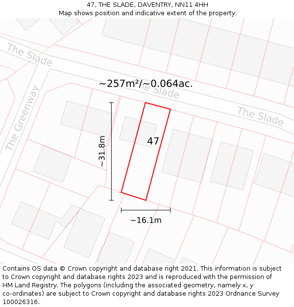 47, THE SLADE, DAVENTRY, NN11 4HH: Plot and title map