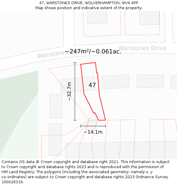 47, WARSTONES DRIVE, WOLVERHAMPTON, WV4 4PP: Plot and title map