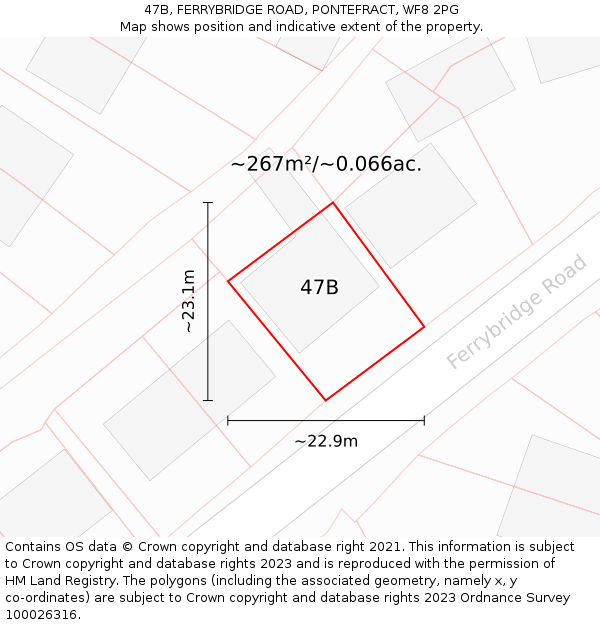 47B, FERRYBRIDGE ROAD, PONTEFRACT, WF8 2PG: Plot and title map