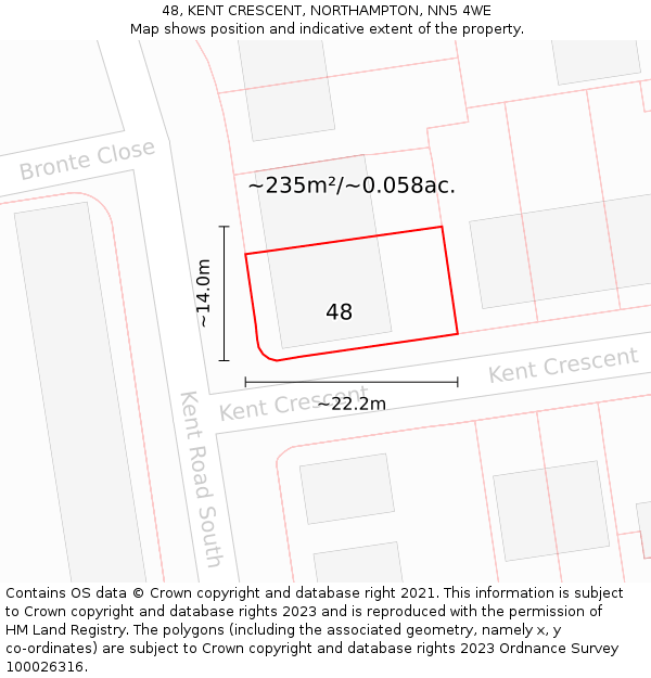 48, KENT CRESCENT, NORTHAMPTON, NN5 4WE: Plot and title map