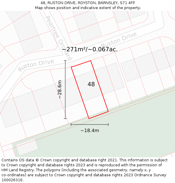 48, RUSTON DRIVE, ROYSTON, BARNSLEY, S71 4FP: Plot and title map