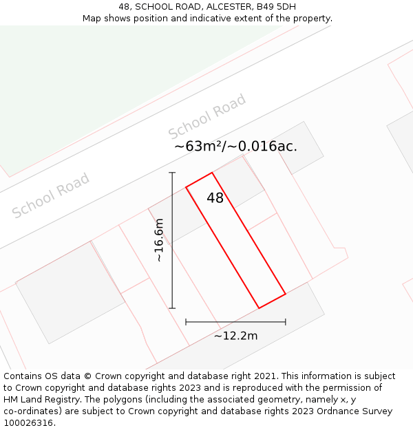 48, SCHOOL ROAD, ALCESTER, B49 5DH: Plot and title map