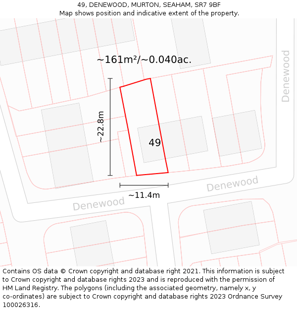 49, DENEWOOD, MURTON, SEAHAM, SR7 9BF: Plot and title map