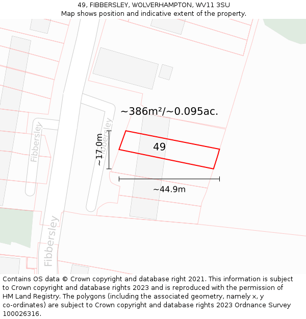49, FIBBERSLEY, WOLVERHAMPTON, WV11 3SU: Plot and title map