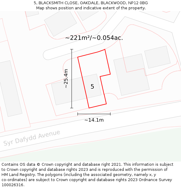 5, BLACKSMITH CLOSE, OAKDALE, BLACKWOOD, NP12 0BG: Plot and title map