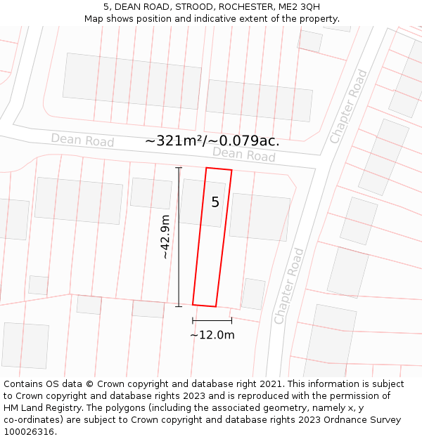 5, DEAN ROAD, STROOD, ROCHESTER, ME2 3QH: Plot and title map