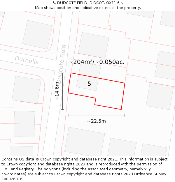 5, DUDCOTE FIELD, DIDCOT, OX11 6JN: Plot and title map