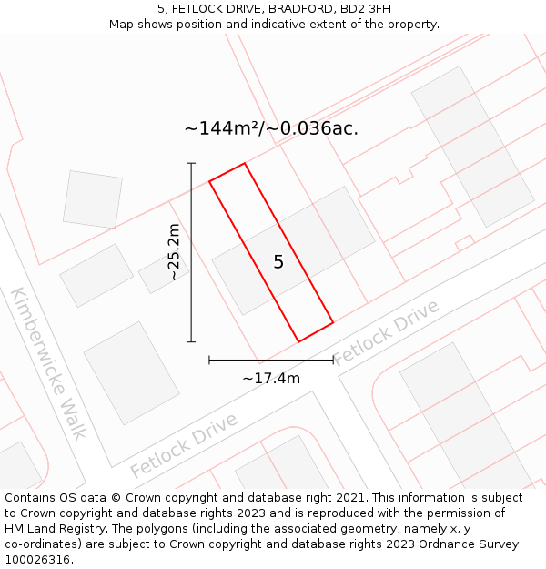 5, FETLOCK DRIVE, BRADFORD, BD2 3FH: Plot and title map