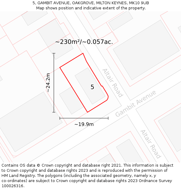 5, GAMBIT AVENUE, OAKGROVE, MILTON KEYNES, MK10 9UB: Plot and title map