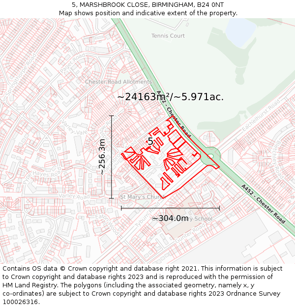 5, MARSHBROOK CLOSE, BIRMINGHAM, B24 0NT: Plot and title map
