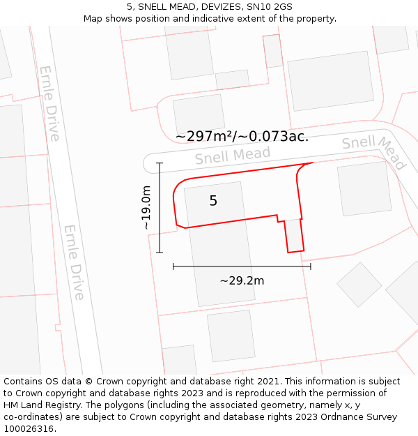 5, SNELL MEAD, DEVIZES, SN10 2GS: Plot and title map