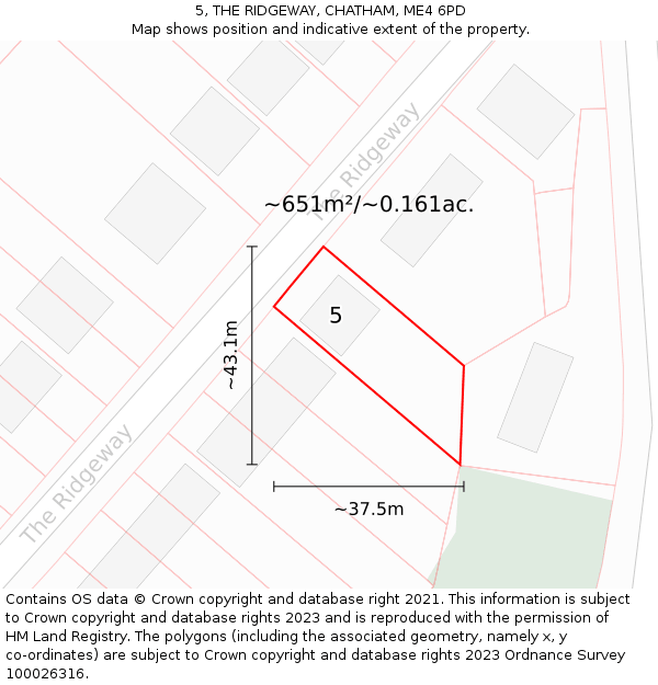 5, THE RIDGEWAY, CHATHAM, ME4 6PD: Plot and title map