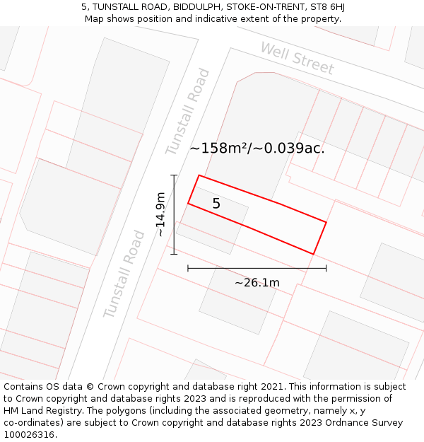 5, TUNSTALL ROAD, BIDDULPH, STOKE-ON-TRENT, ST8 6HJ: Plot and title map