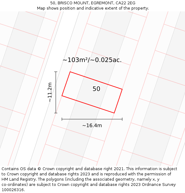 50, BRISCO MOUNT, EGREMONT, CA22 2EG: Plot and title map