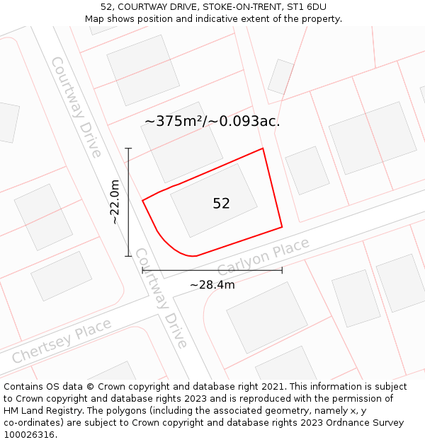 52, COURTWAY DRIVE, STOKE-ON-TRENT, ST1 6DU: Plot and title map