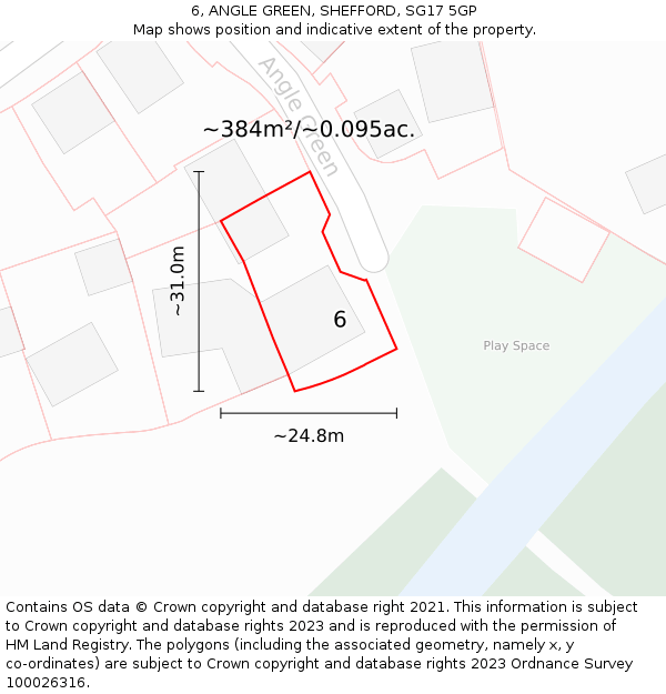 6, ANGLE GREEN, SHEFFORD, SG17 5GP: Plot and title map