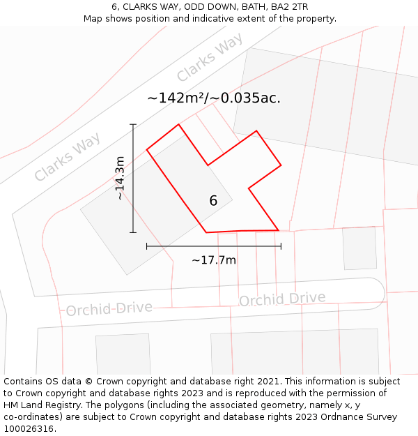 6, CLARKS WAY, ODD DOWN, BATH, BA2 2TR: Plot and title map