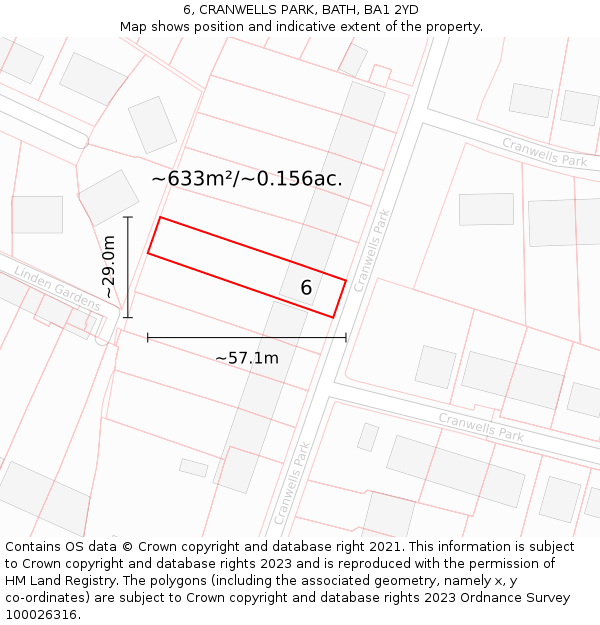6, CRANWELLS PARK, BATH, BA1 2YD: Plot and title map