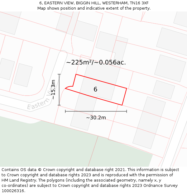 6, EASTERN VIEW, BIGGIN HILL, WESTERHAM, TN16 3XF: Plot and title map