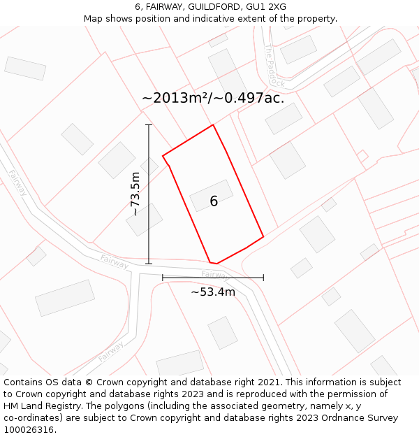 6, FAIRWAY, GUILDFORD, GU1 2XG: Plot and title map