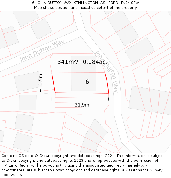 6, JOHN DUTTON WAY, KENNINGTON, ASHFORD, TN24 9PW: Plot and title map