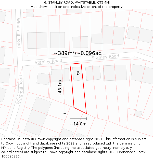 6, STANLEY ROAD, WHITSTABLE, CT5 4NJ: Plot and title map