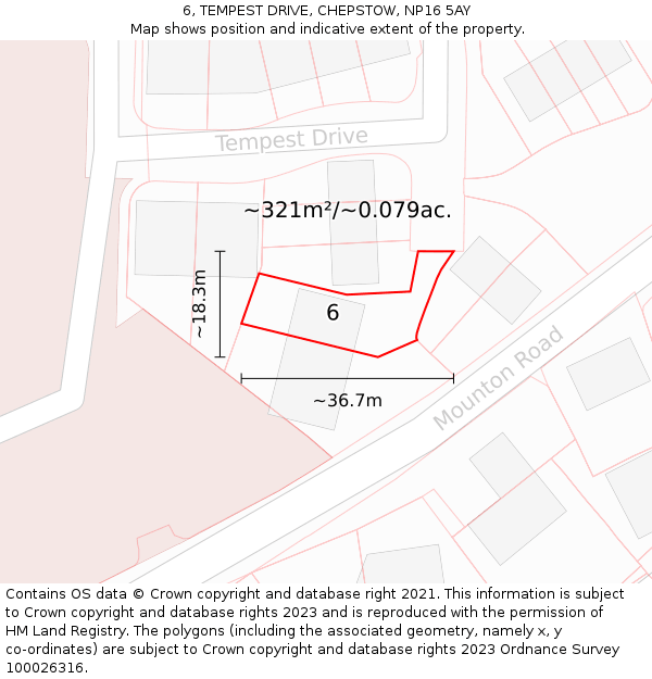 6, TEMPEST DRIVE, CHEPSTOW, NP16 5AY: Plot and title map