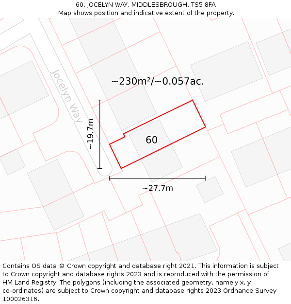 60, JOCELYN WAY, MIDDLESBROUGH, TS5 8FA: Plot and title map