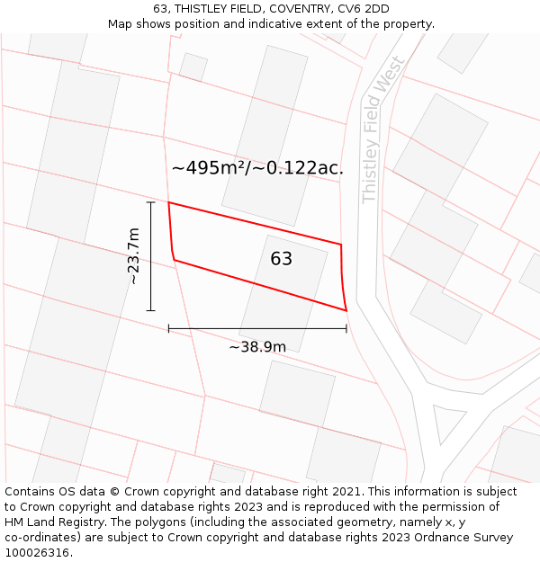 63, THISTLEY FIELD, COVENTRY, CV6 2DD: Plot and title map