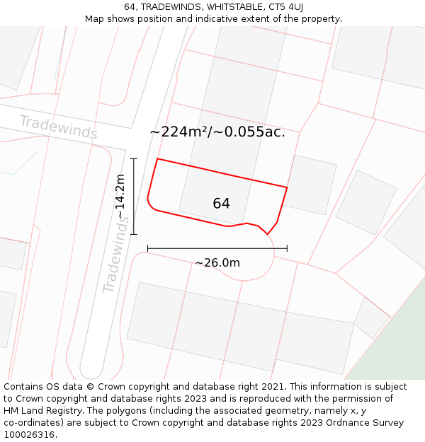 64, TRADEWINDS, WHITSTABLE, CT5 4UJ: Plot and title map