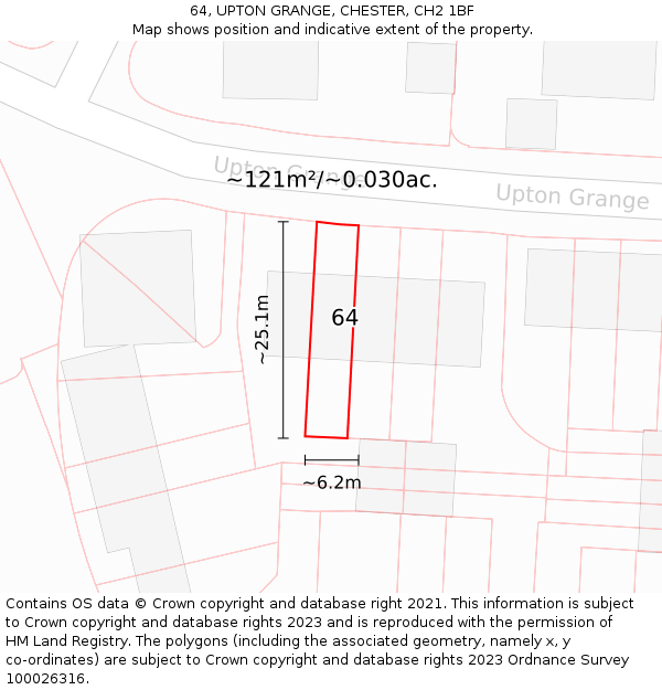 64, UPTON GRANGE, CHESTER, CH2 1BF: Plot and title map