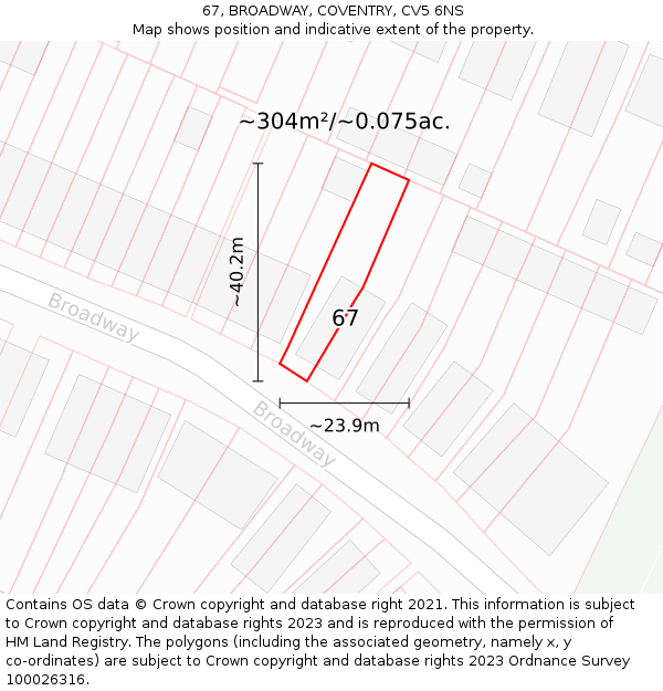 67, BROADWAY, COVENTRY, CV5 6NS: Plot and title map