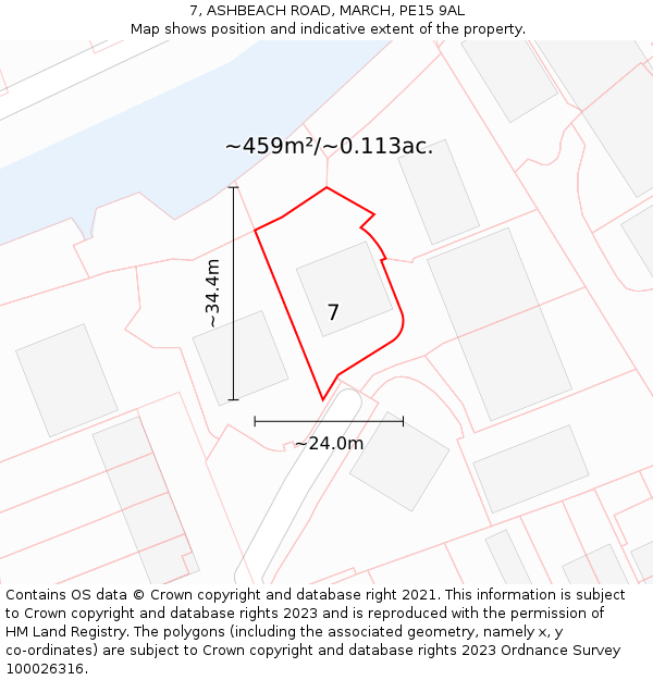 7, ASHBEACH ROAD, MARCH, PE15 9AL: Plot and title map