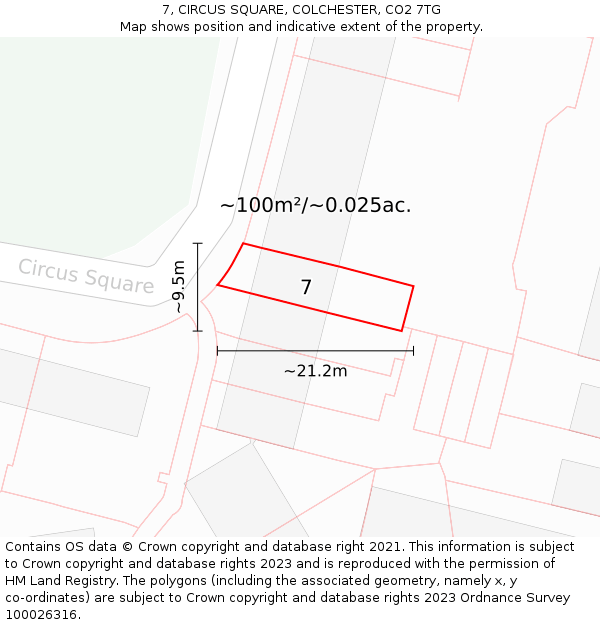 7, CIRCUS SQUARE, COLCHESTER, CO2 7TG: Plot and title map